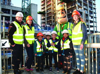 Local Beavers visit tower construction site