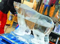 Penguin ice sculpture