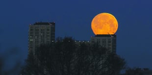 Wolf moon over town centre