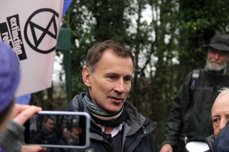 MP Jeremy Hunt spoke against UKOG’s application at a protest in January 2022