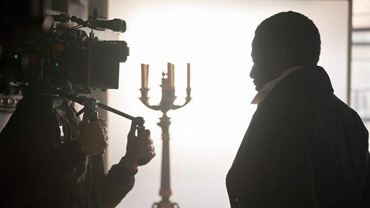 Ashley Thomas on set filming in Great Expectations (Image: BBC/FX Networks/Miya Mizuno)