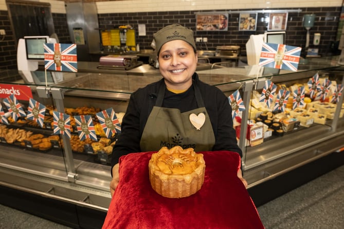 *** FREE FOR EDITORIAL USE ***
Customers can feel like royalty with Morrisonsâ new crown-shaped pork pie, the perfect savoury treat for coronation celebrations. Shaped like a royal crown, the customer favourite has been given the royal treatment ahead of the coronation.