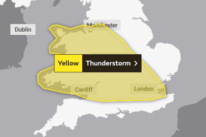 Met Office issues warning for thunderstorms in London and South East