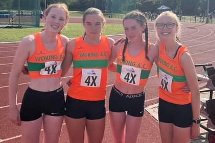 The under-15 girls who broke the club record in the 4x300m – Scarlett Brown, Lola Roake, Sophie Price and Imogen Freeman