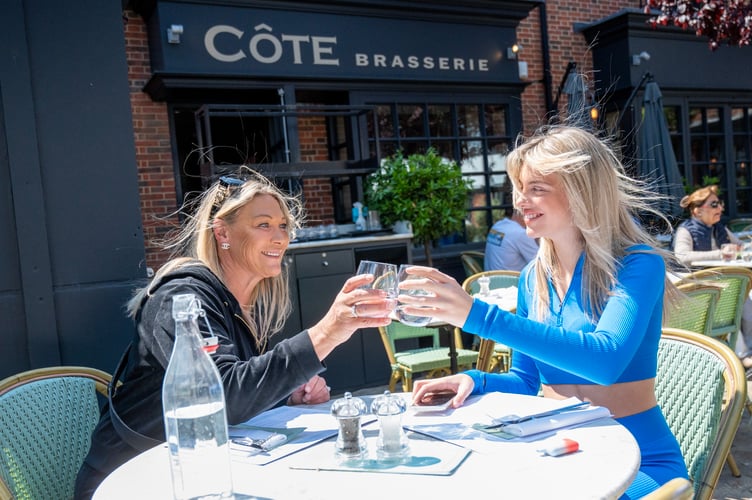 Alanta and mum Karon enjoying lunch at Cote Brasserie in Lion & Lamb Yard