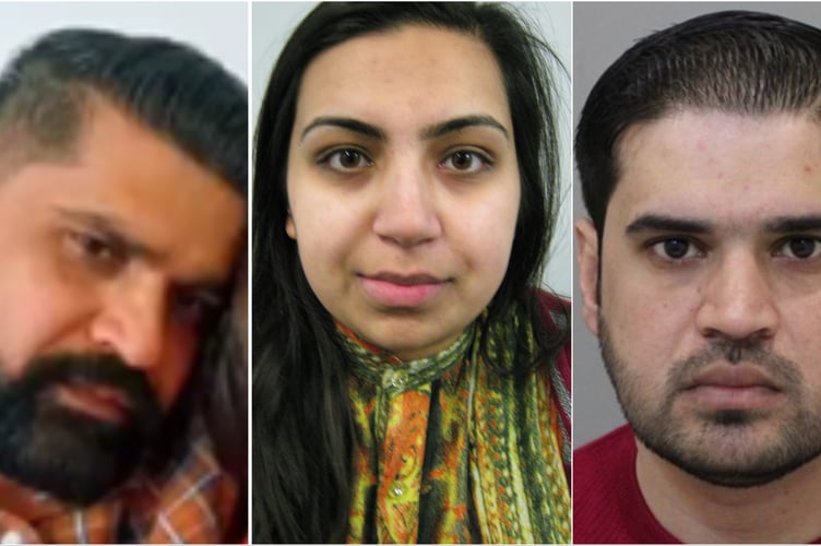 Urfan Sharif, 41, Beinash Batool, 29, and Faisal Malik, 28