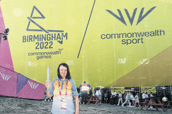 Anne O’Neill with the baton presented to her for her work at last year’s Commonwealth Games in Birmingham