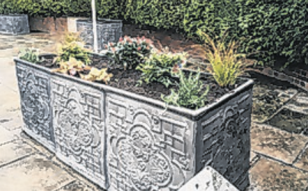 One of the spruced-up planters at the war memorial