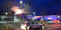 Firefighters tackle huge blaze at military battery factory in Ash Vale