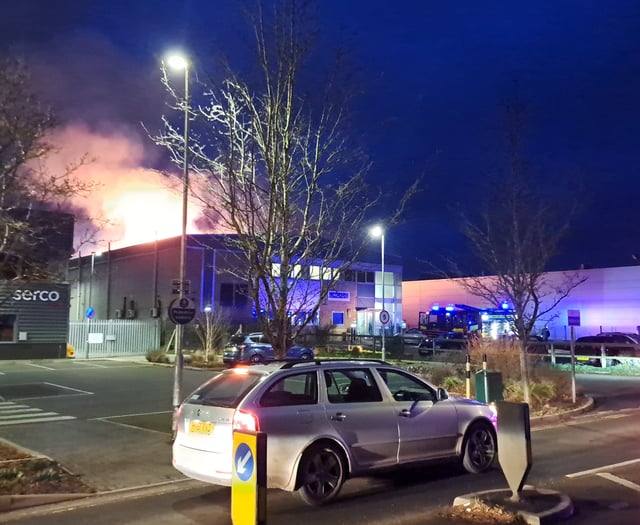 Firefighters tackle huge blaze at military battery factory in Ash Vale