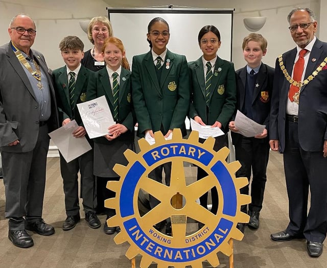 Woking's young authors honoured by Rotary Club