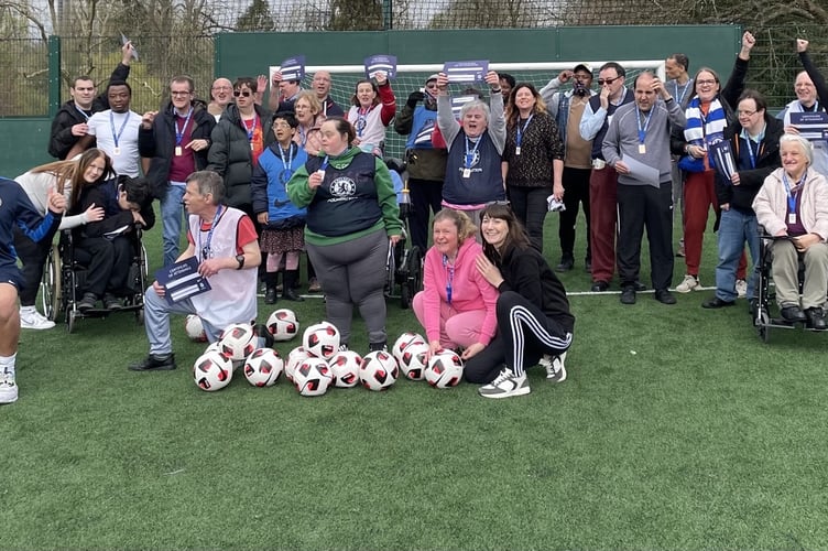 Surrey Choices customers, volunteers and coaches at the end of the Chelsea Football Foundation training sessions