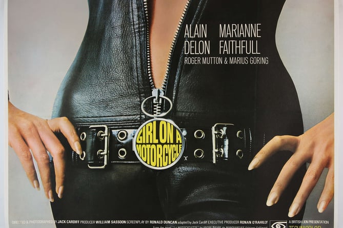 Erotic romantic drama Girl on a Motorcycle (1968) starring Marianne Faithfull and Alain Delon was released as Naked Under Leather in the United States
