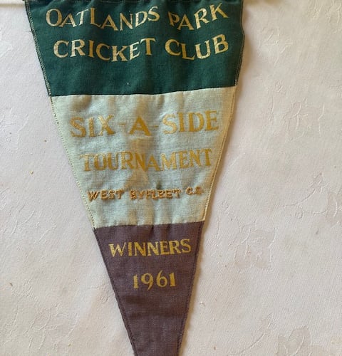 The 1961 Oatlands Park Cricket Club Six-a-Side Tournament pennant