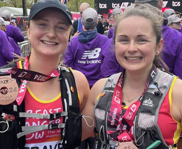 London Marathon sisters raise £3,000 for breast cancer charity