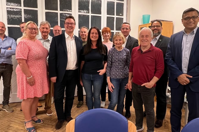 The M25 Action Group with Jonathan Lord, the Woking  MP, Jamie Boast from Connect, Francis Cluett from National Highways, Councillor Amanda Boote and local residents. 