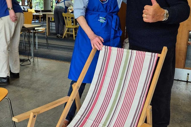 Irene Watson did a repair on a deckchair at the Repair Cafe