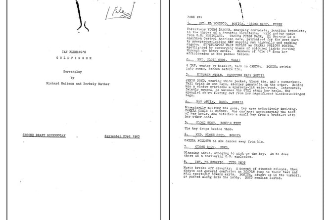 James Bond Goldfinger (1964), Berkely Mathers Association copy script