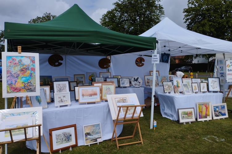 The group's paintings at the Pirbright Village Fete