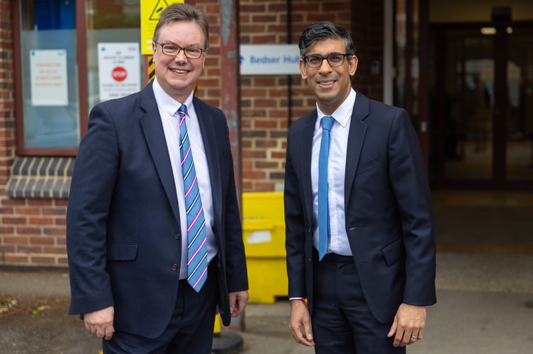 Jonathan Lord and Rishi Sunak at the Woking Community Hospital 