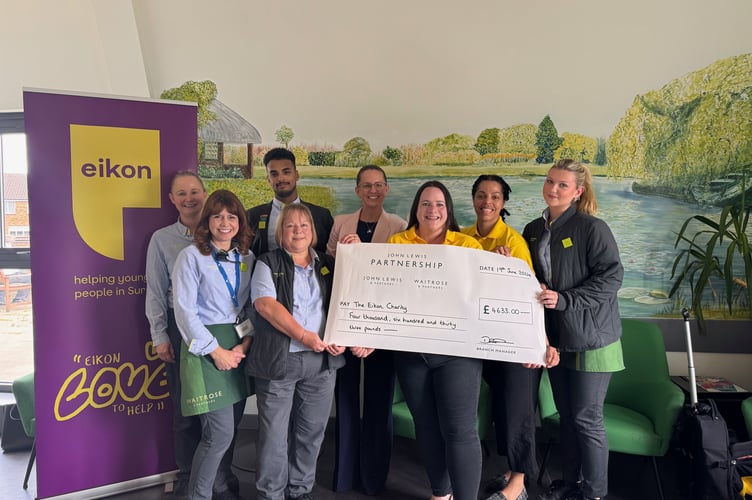 Waitrose representatives from various branches present the cheque with Eikon’s Michelle Savage and Fiona Mason