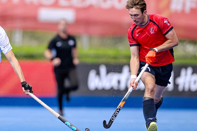 Will playing in the Great Britain vs Spain match in the FIH Pro League 2023-24 (Worldsportpics / Will Palmer)