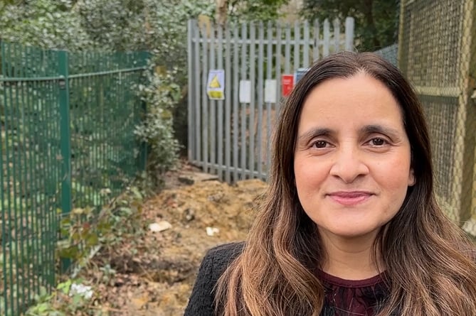 Cllr Ayesha Azad by the site of where the footbridge will be replaced 