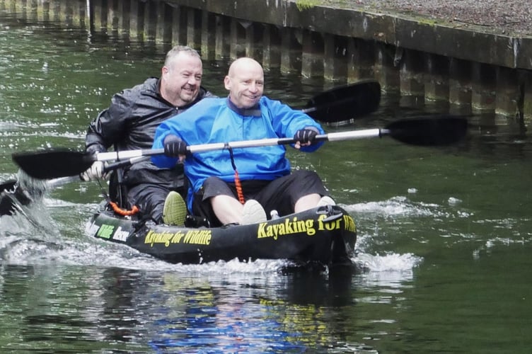 Lee Johnson and Jason Ing, who are kayaking the Basingstoke Canal to raise money for Harper Asprey Wildlife Rescue