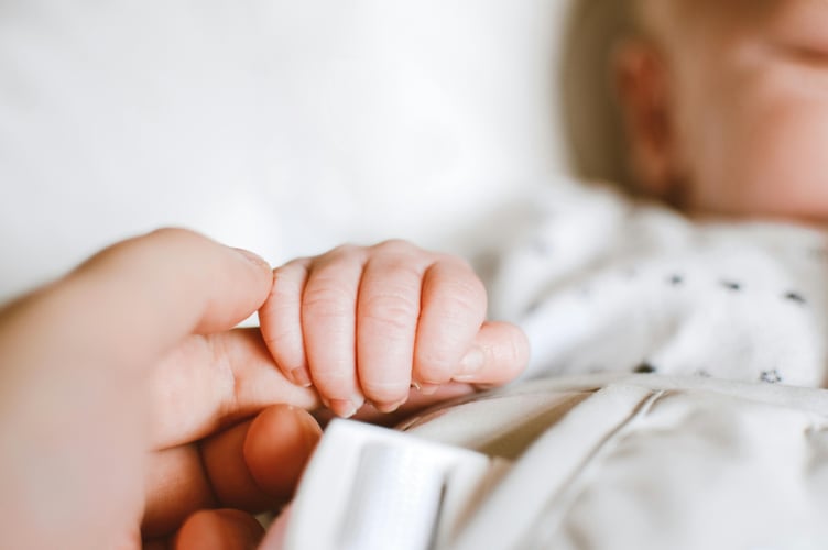 baby mother hands stock image