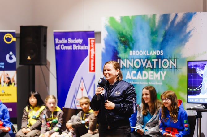 UK reserve ESA Astronaut Meganne Christian during a Q&A session with the Girlguiding members 