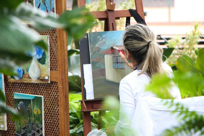 Artist painting stock image