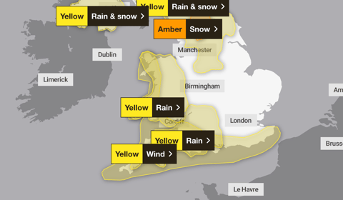 Weather warning as Storm Bert approaches Surrey and Hampshire