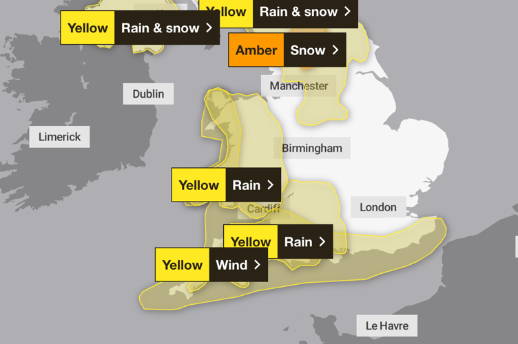 Storm Bert was expected to cause strong winds, rain and snow across the UK on Saturday 23 November 