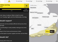 Heavy rain warning issued by Met Office for Surrey and Hampshire