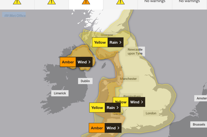 The Met office has issued a Yellow weather warning for the South East on Friday and Saturday