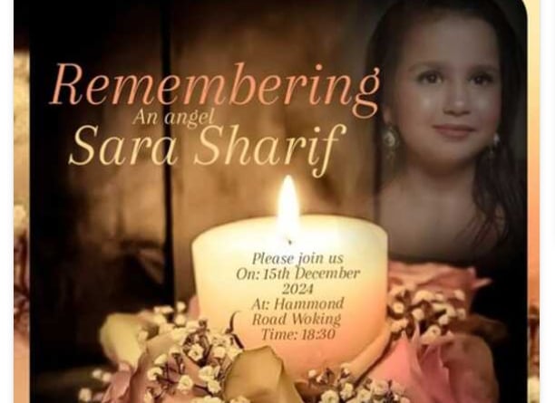 Sara Sharif vigil