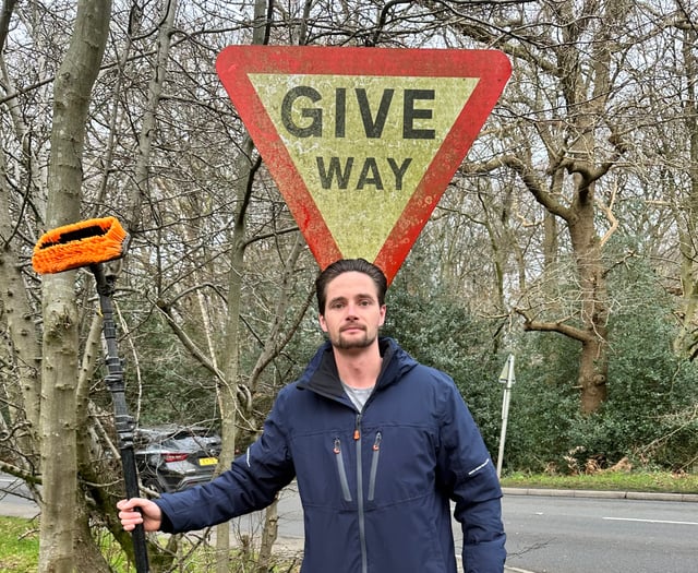 The Sign Guy brings his shine and sparkle to Farnham's road signs