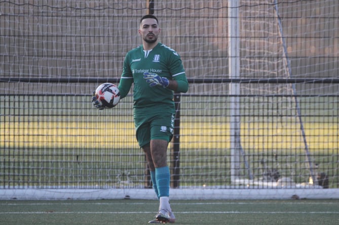 Sheerwater keeper Fabio Suarez made a string of excellent saves (Photo: Dan Eicke)