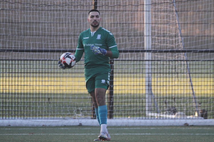 Sheerwater keeper Fabio Suarez made a string of excellent saves (Photo: Dan Eicke)