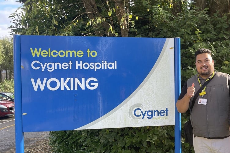 Levi outside Cygnet Hospital Woking