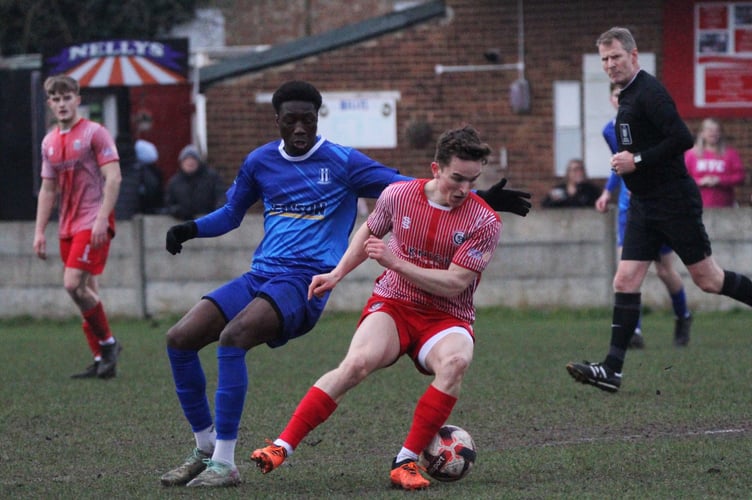 Action from Sheerwater's 1-0 win at Camberley Town (Photo: Dan Eicke)